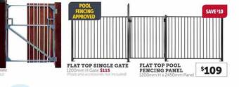 Stratco Flat top single gate flat top pool fencing panel offer