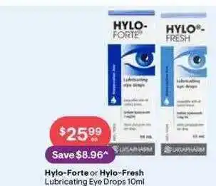 Discount Drug Stores Hylo-forte or hylo-fresh lubricating eye drops 10ml offer