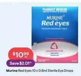 Discount Drug Stores Murine red eyes 10x0.6ml sterile eye drops offer