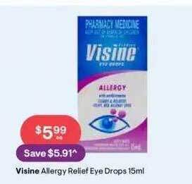 Discount Drug Stores Visine allergy relief eye drops 15ml offer