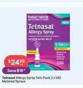 Discount Drug Stores Telnasal allergy spray twin pack 2 x 140 metered sprays offer