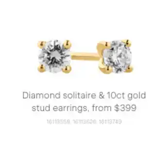 Michael Hill Diamond Solitaire & 10ct Gold Stud Earrings offer