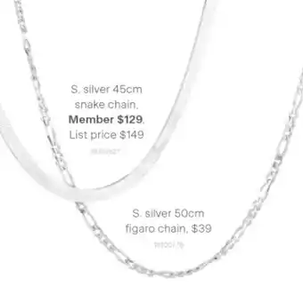 S. Silver 50cm Figaro Chain