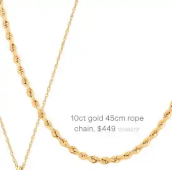 10ct Gold 45cm Rope Chain