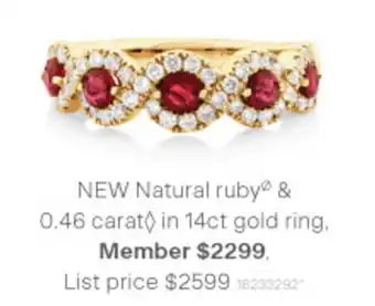 Michael Hill New Natural Ruby & 0.46 Carat in 14ct Gold Ring offer