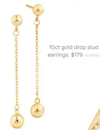 Michael Hill 10ct Gold Drop Stud Earrings offer