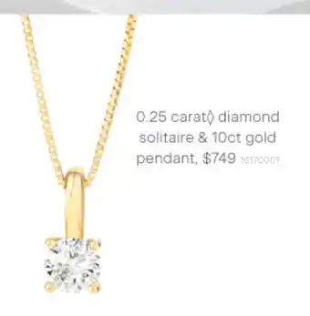 0.25 Carat Diamond Solitaire & 10ct Gold Pendant