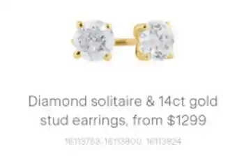 Michael Hill Diamond Solitaire & 14ct Gold Stud Earrings offer