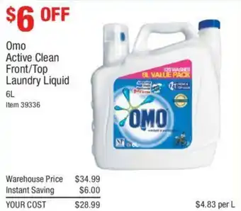 Omo Active Clean Front/ Top Laundry Liquid 6L