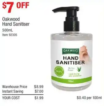 Oakwood Hand Sanitiser 500ml