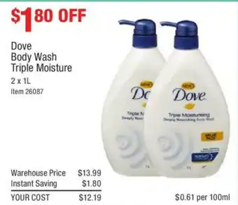 Dove Body Wash Triple Moisture 2x1L