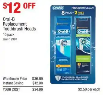 Costco Oral-B Replacement Toothbrush Heads 10 Pack offer