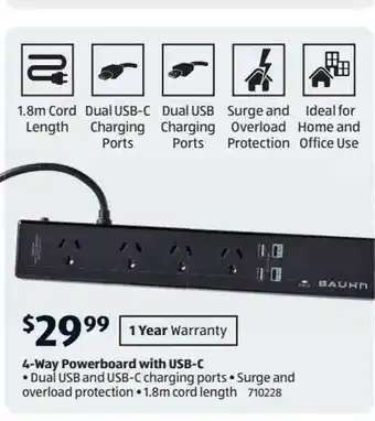 ALDI 4-way powerboard with usb-c offer