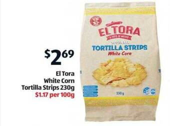 ALDI El tora white corn tortilla strips offer