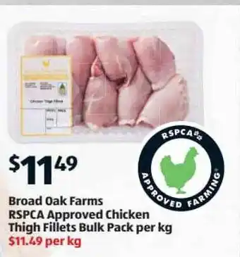 ALDI Broad oak farms rspca approved chicken thigh fillets bulk pack offer