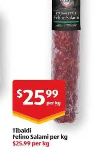 ALDI Tibaldi felino salami offer