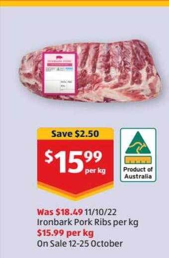 ALDI Ironbark pork ribs offer