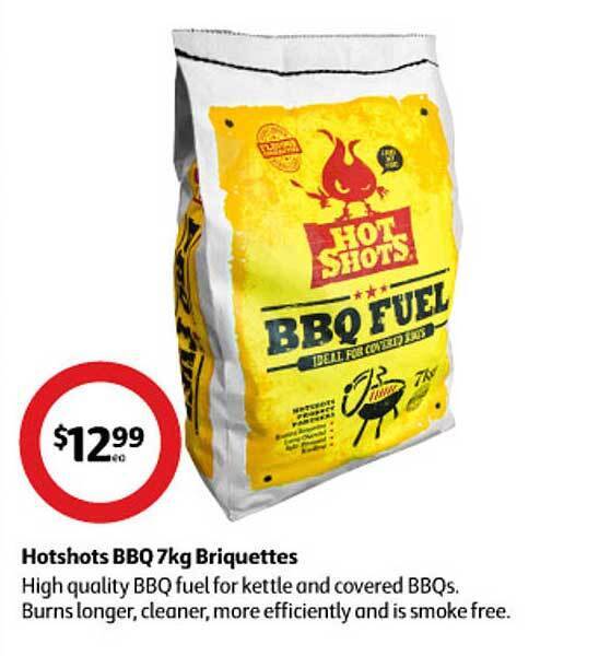 Hotshots bbq 7kg briquettes offer at Coles