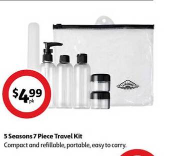Coles 5 seasons 7 piece travel kit offer