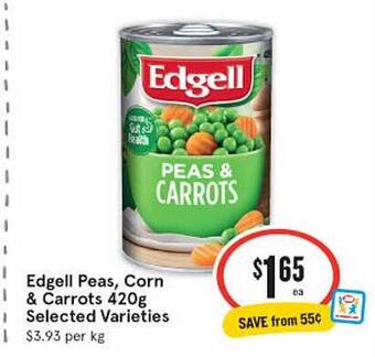 IGA Edgell peas corn & carrots offer