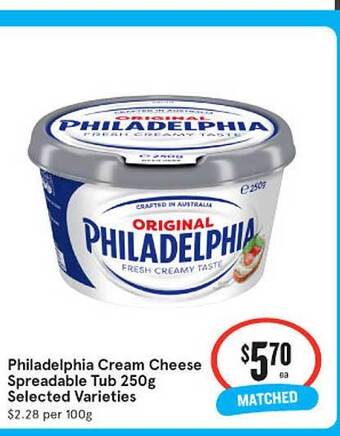 IGA Philadelphia cream cheese spreadable tub offer