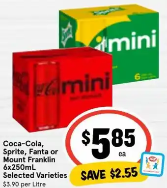 Ritchies Coca-Cola, Sprite, Fanta or Mount Franklin 6x250ml offer