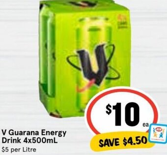 Ritchies V Guarana Energy Drink 4x500ml offer