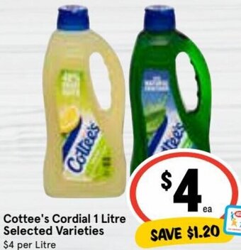 Ritchies Cottee's Cordial 1 Litre offer