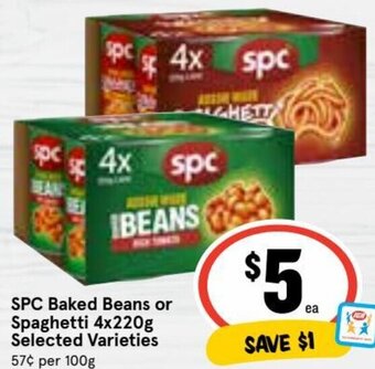 SPC Baked Beans or Spaghetti 4x220g