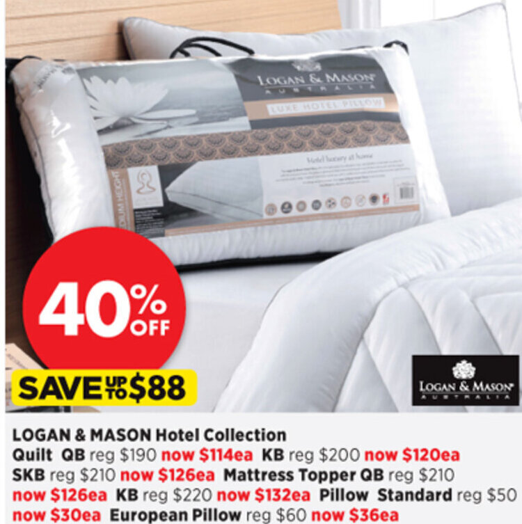 Logan & Mason Hotel Collection Quilt QB offer at Spotlight