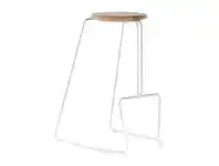 Morton Commercial Grade Timber & Steel Bar Stool, Natural / White