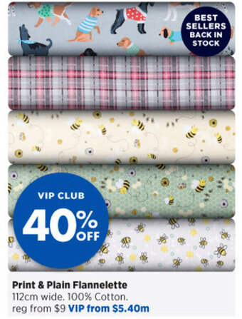 Spotlight Print & Plain Flannelette 112cm offer
