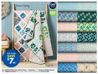 Spotlight All Quilting Over/Featuring New Vanessa Holiday Prints & New Mable Tan Prints 112cm offer