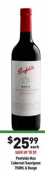 Liquor Legends Penfolds max cabernet sauvignon & range offer