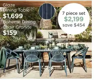 Early Settler Glaze dining table or boheme chair granite offer