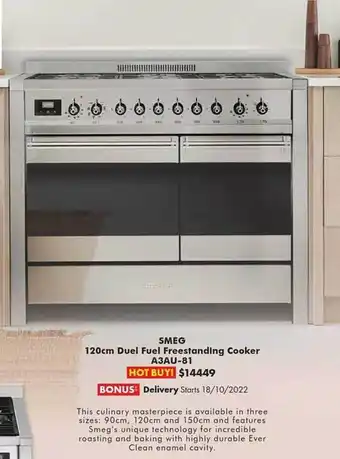The Good Guys Smeg duel fuel freestanding cooker a3au-81 offer