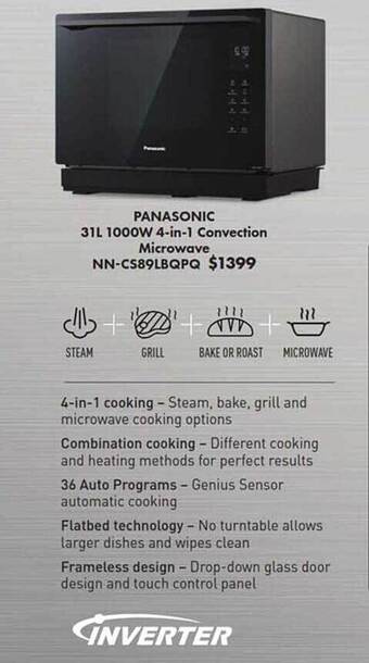 The Good Guys Panasonic 31l 1000w 4-in-1 convection microwave offer
