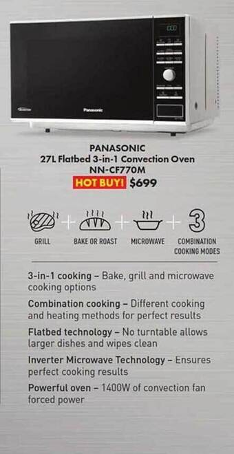 The Good Guys Panasonic 27l flatbed 3-in-1 convection oven offer