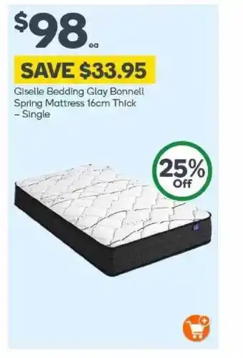 Woolworths Giselle bedding glay bonnell spring mattress 16cm thick - single offer