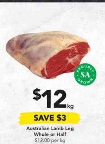 Drakes Australian lamb leg whole or half offer