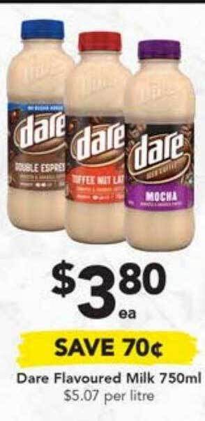 Drakes Dare flavoured milk 750ml offer