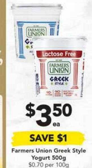 Drakes Farmers union greek style yogurt 500g offer