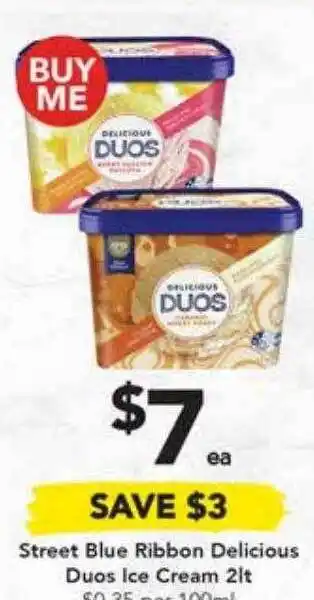 Street blue ribbon delicious duos ice cream 2lt