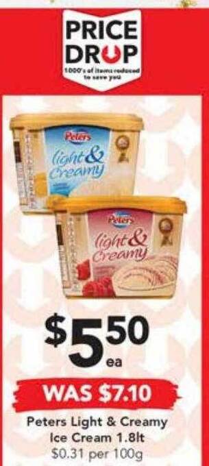 Drakes Peters light & creamy ice cream 1.8lt offer
