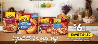 Drakes Mccain family pizza 490-500g or pizza pockets 4 pack offer