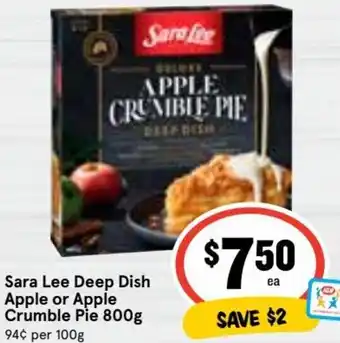 Sara Lee Deep Dish Apple or Apple Crumble Pie 800 g