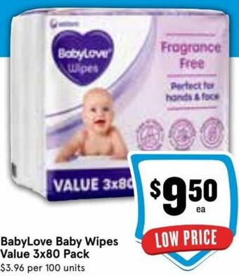 Ritchies BabyLove Baby Wipes Value 3x80 Pack offer