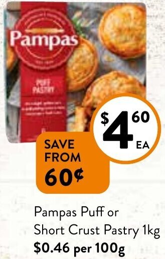 Pampas Puff Or Short Crust Pastry 1Kg