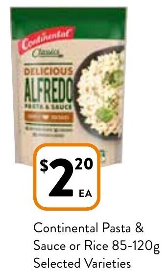 Continental Pasta & Sauce Or Rice 85-120g