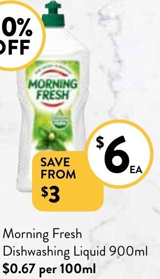 Foodworks Morning Fresh Dishwashing Liquid 900ml offer